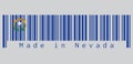 Barcode set the color of Nevada flag, Solid cobalt blue field. The canton contains two sagebrush branches encircling a silver star