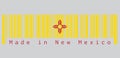 Barcode set the color of New Mexico flag, The red and yellow of old Spain. The ancient Zia Sun symbol in red on yellow.