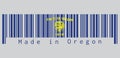 Barcode set the color of Oregon flag, Seal of Oregon in gold on an azure field. Above the seal the text State of Oregon. Royalty Free Stock Photo