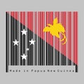 Barcode set the color of Papua New Guinea flag, triangle red with the soaring Raggiana Bird of Paradise and triangle black with Royalty Free Stock Photo