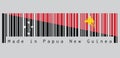 Barcode set the color of Papua New Guinea flag, text: Made in Papua New Guinea. Royalty Free Stock Photo