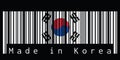 Barcode set the color of South Korea flag, the white color with Taegeuk and black trigrams on black background.