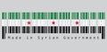 Barcode set the color of Syrian flag, A horizontal tricolor of green white and black with three red stars. Royalty Free Stock Photo