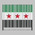 Barcode set the color of Syrian flag, A horizontal tricolor of green white and black with three red stars in the center Royalty Free Stock Photo