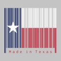 Barcode set the color of Texas flag, blue containing a single centered white star. The remaining field is divided horizontally Royalty Free Stock Photo