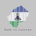 Barcode set the shape to Lesotho map outline and the color of Lesotho flag on grey background