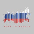 Barcode set the shape to Russia map outline and the color of Russia flag on grey background Royalty Free Stock Photo