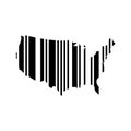 Barcode in a shape of USA map. Black vector illustration