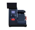 Barcode Sticker Printing Machine. Black machine with ribbon in machine. Prepared for Barcodes that track general products. Use