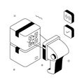 Barcode tracking and logistics verification, trendy illustration of parcel scanning Royalty Free Stock Photo