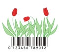 Barcode with tulips Royalty Free Stock Photo