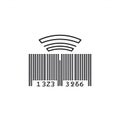 Barcode with wireless signal representing tracking technology, suitable for retail, logistics and supply chain concepts