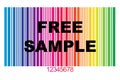 Free sample with barcode on white Royalty Free Stock Photo