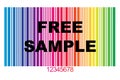 Free sample with barcode on white