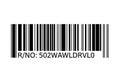 Barcoded item with reference number 502wawldrvl0 displayed prominently below the code Royalty Free Stock Photo