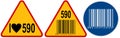Bar code on warning and information road signs and order Royalty Free Stock Photo