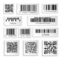 Barcodes or products sticker with cipher or serial number isolated icons