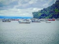 Barcos, mar e montanha Royalty Free Stock Photo