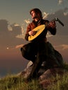 Bard with Lute Royalty Free Stock Photo