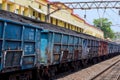 Bardhaman, India - April 11, 2022 : An indian Freight or Goods Train stationed.