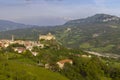 Bardi castle (Castello di Bardi) with town, province of Parma, Emilia Romagna Royalty Free Stock Photo