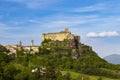 Bardi castle (Castello di Bardi) with town, province of Parma, Emilia Romagna Royalty Free Stock Photo