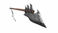 Bardiche Long Poleaxe Weapon Top view. on white. 3D render Royalty Free Stock Photo