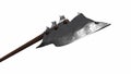 Bardiche Long Poleaxe Weapon Top view. on white. 3D render Royalty Free Stock Photo