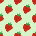 Red Strawberry with a Green Background Patterm