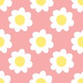 Cute White Yellow Flowers with a Pink clean Background Patterm