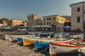 Port on Garda Lake of Bardolino with colored boats 3 Royalty Free Stock Photo