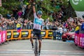 Bardonecchia, Italy May 25, 2018: Chris Froome, Team Sky, on the finish line wins the stage