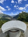 Bardonecchia table in orographic stone with indicated mountains and heights