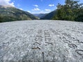 Bardonecchia table in orographic stone with indicated mountains and heights