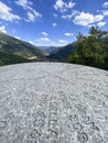 Bardonecchia table in orographic stone with indicated mountains and heights