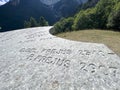 Bardonecchia table in orographic stone with indicated mountains and heights