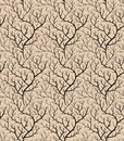 Bare Branches, Leafless Twigs Weaving Seamless Pattern Vector