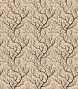 Bare branches, leafless twigs weaving seamless pattern vector