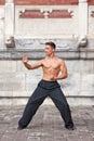 Bare chested martial arts master practicing at Temple of Heaven, Beijing, China Royalty Free Stock Photo