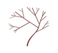 Bare dead tree with naked branches and trunk. Forest plant with winter twigs. Abstract botanical flat vector Royalty Free Stock Photo