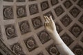 Bare feet of a carved marble statue in the museum there are many hard feet of ancient and historical style in greek art room