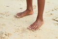 Bare feet in sand Royalty Free Stock Photo