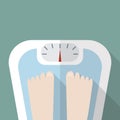 Bare feet on weight scale