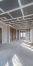 Bare Room Construction in Modern Gray Interior Design with Renovation and Plaster Wall Finishing Royalty Free Stock Photo