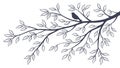 Bare Tree Branch with Small Birds Perched, vector design Generative AI Royalty Free Stock Photo