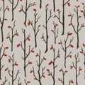 Bare tree branches vector seamless pattern. Dark autumn tree silhouettes on grey background. Scandinavian woodland