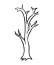 Bare tree cartoon outline vector design isolated on white background