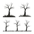 Bare tree, Black Silhouette vector illustration Royalty Free Stock Photo