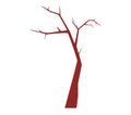 Bare tree without leaves, brown simple trunk and branches on white background. Nature illustration, seasons change, tree