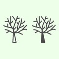 Bare tree line and solid icon. Halloween dead leafless plant outline style pictogram on white background. Nature death Royalty Free Stock Photo